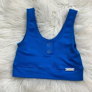Bombshell Sportswear Blue Snap Button Sports-Bra and Shorts (SET)